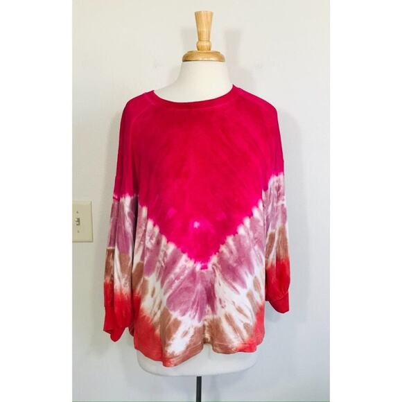 Rachel Zoe Sweatshirt Oversized Tie Dye Long Sleeve Relaxed Fit Stretch, L - Picture 2 of 11